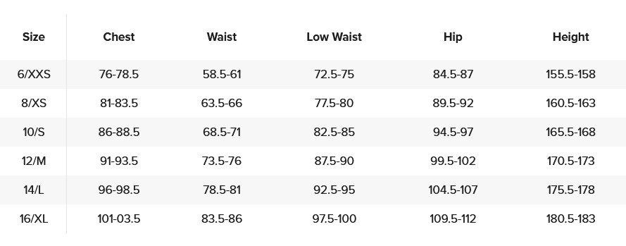 RIP CURL WOMENS TOPS 24 0 Size Chart